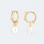 Alluring Pearl Drop Hoop Earrings 18k Gold Vermeil - LeAurelienne