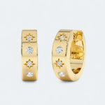 Celestial Star Sparkle Hoop Earrings 18k Gold Vermeil - LeAurelienne