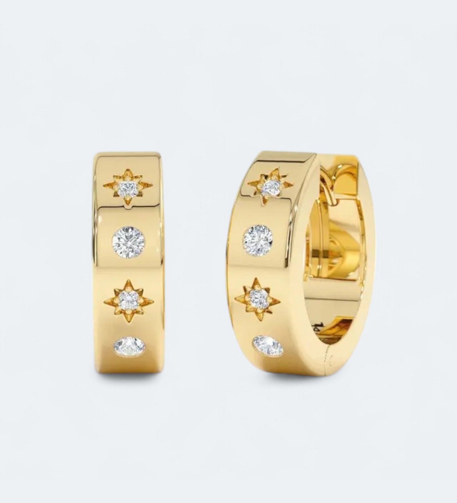 Celestial Star Sparkle Hoop Earrings 18k Gold Vermeil - LeAurelienne