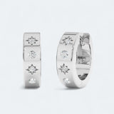 Celestial Star Sparkle Hoop Earrings Sterling Silver - LeAurelienne