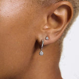 Classic Bezel Charm Hoop Earrings Sterling Silver - LeAurelienne