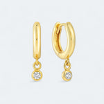 Classic Bezel Charm Hoop Earrings Sterling Silver - LeAurelienne