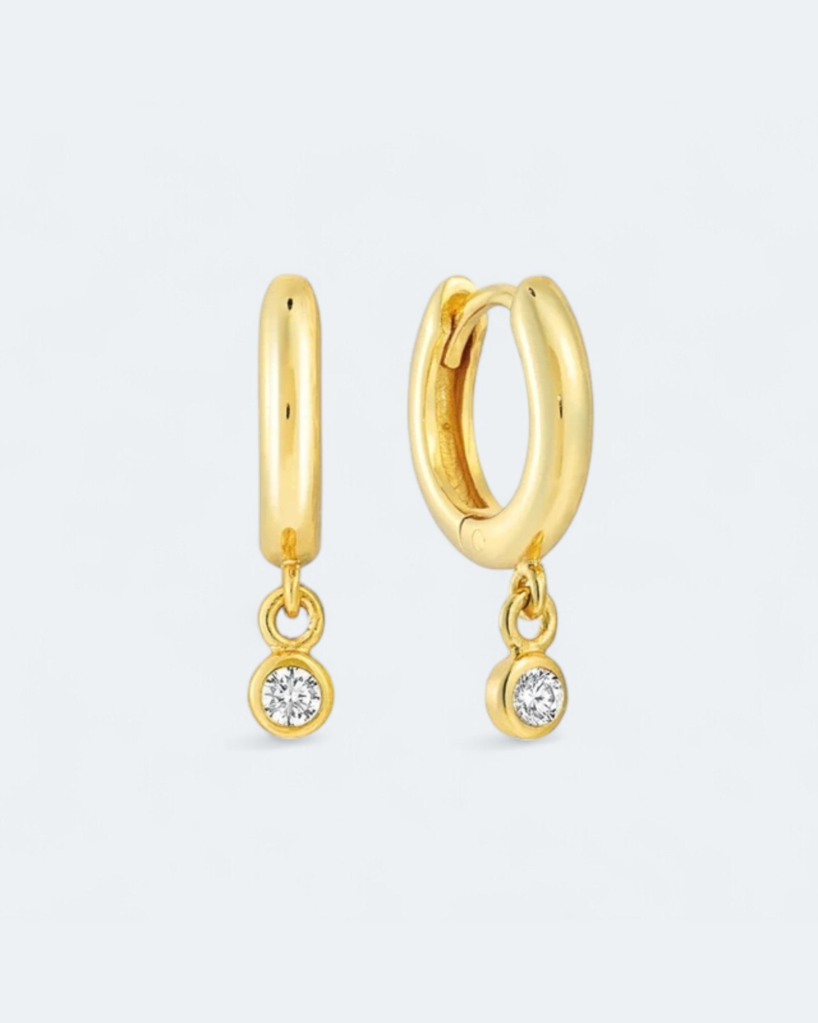 Classic Bezel Charm Hoop Earrings Sterling Silver - LeAurelienne