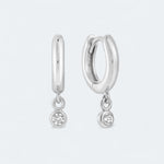 Classic Bezel Charm Hoop Earrings Sterling Silver - LeAurelienne