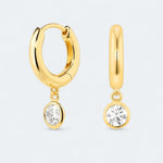 Classic Bezel Charm Hoop Earrings Sterling Silver - LeAurelienne
