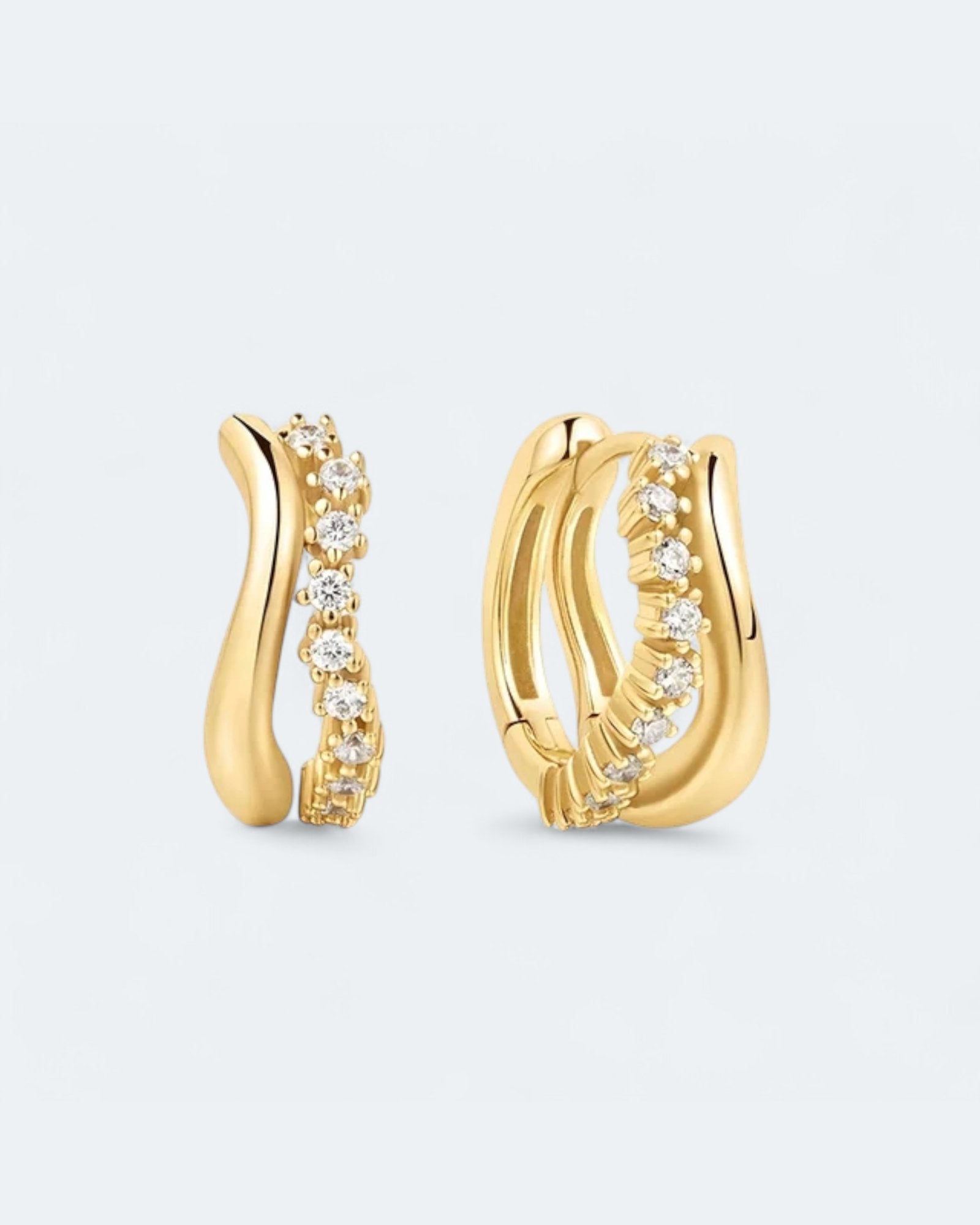 Dainty Linked Double Hoop Earrings 18k Gold Vermeil - LeAurelienne