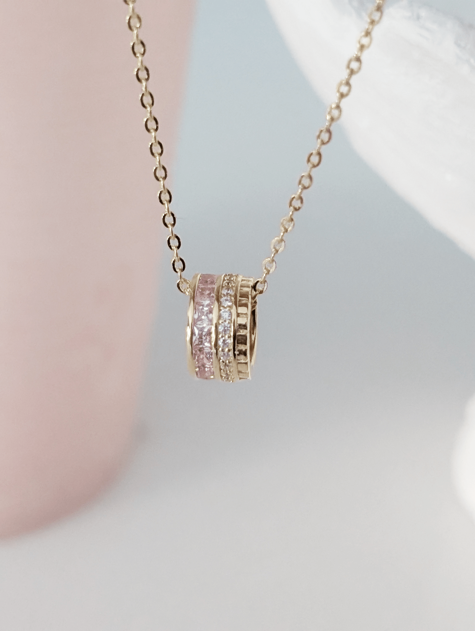 Dreamy Pink Serenade Necklace 18k Gold Vermeil - LeAurelienne