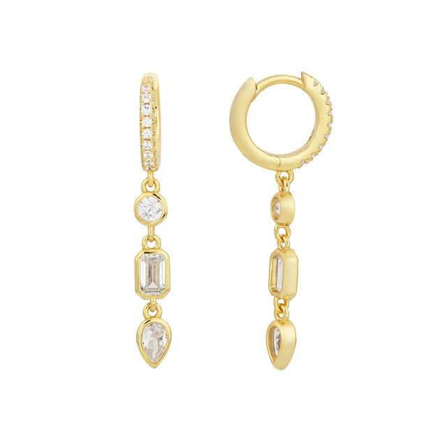 Exquisite Triple Stone Tear Dangle Drops 18k Gold Vermeil - LeAurelienne
