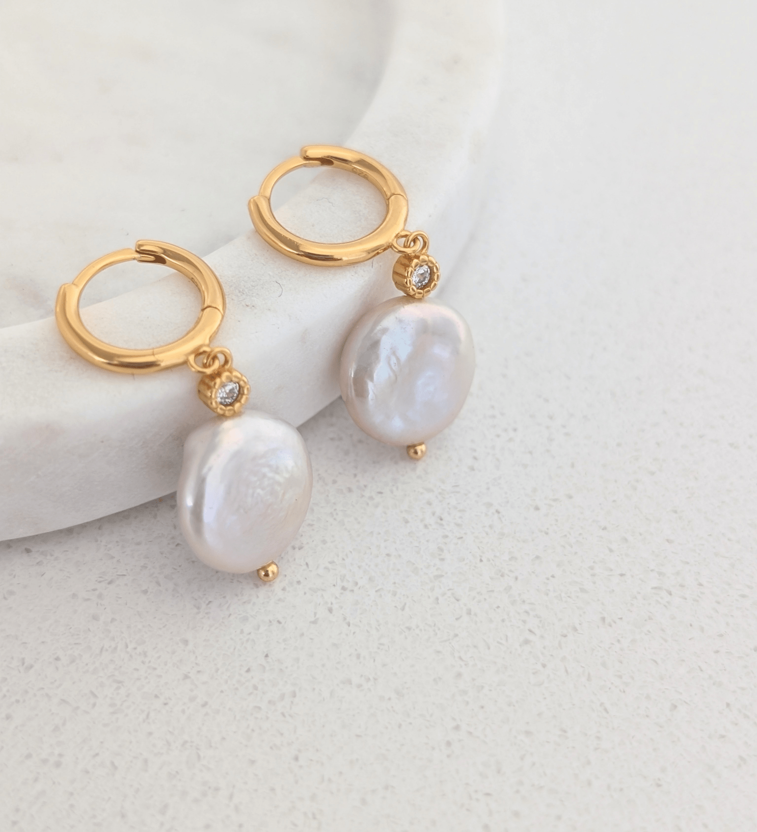 Graceful Gem Pearl Drop Earrings 18k Gold Vermeil - LeAurelienne