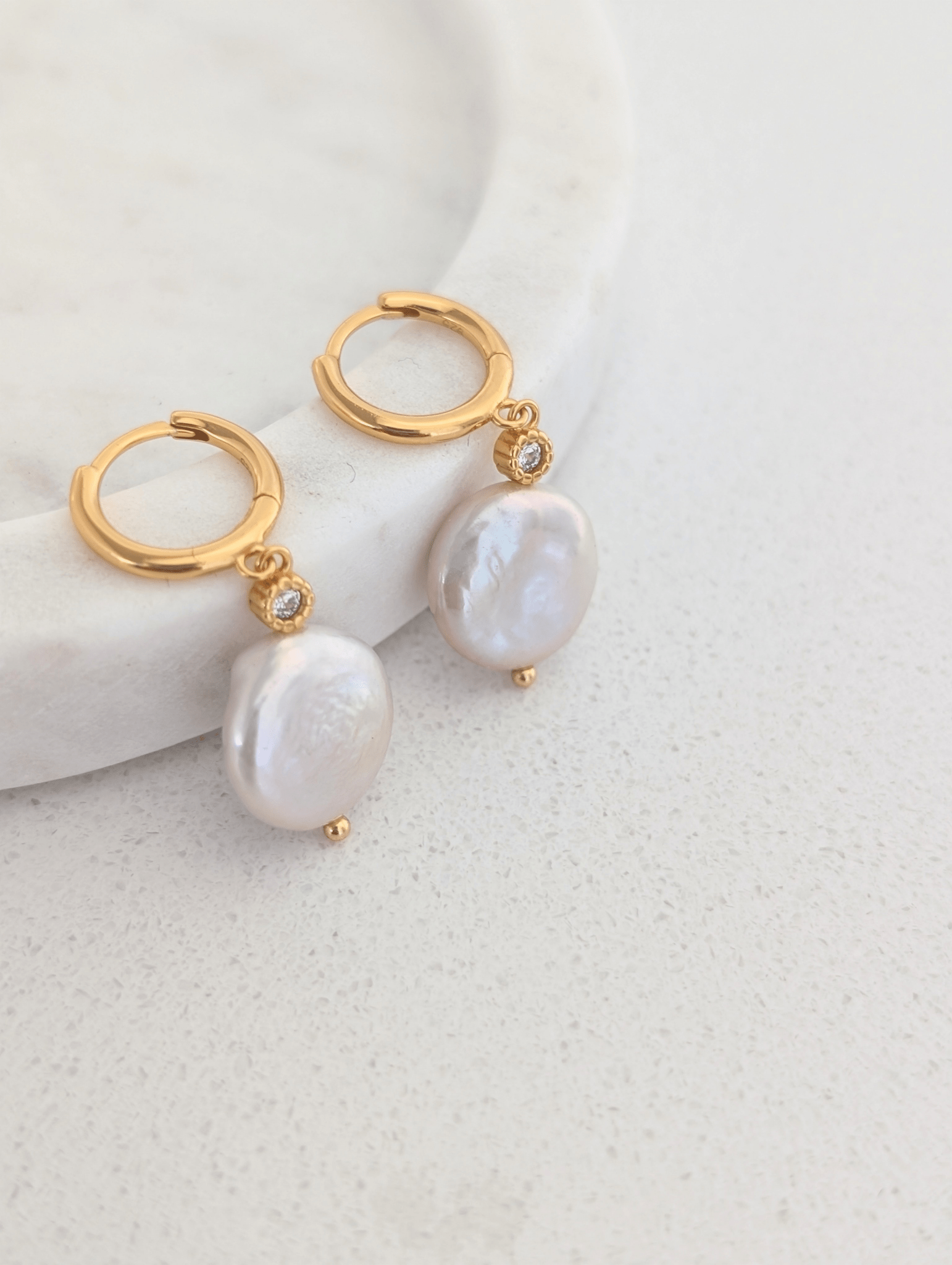 Graceful Gem Pearl Drop Earrings 18k Gold Vermeil - LeAurelienne