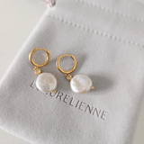 Graceful Gem Pearl Drop Earrings 18k Gold Vermeil - LeAurelienne