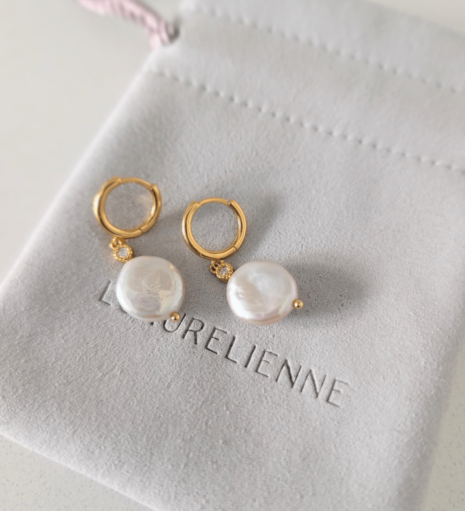 Graceful Gem Pearl Drop Earrings 18k Gold Vermeil - LeAurelienne