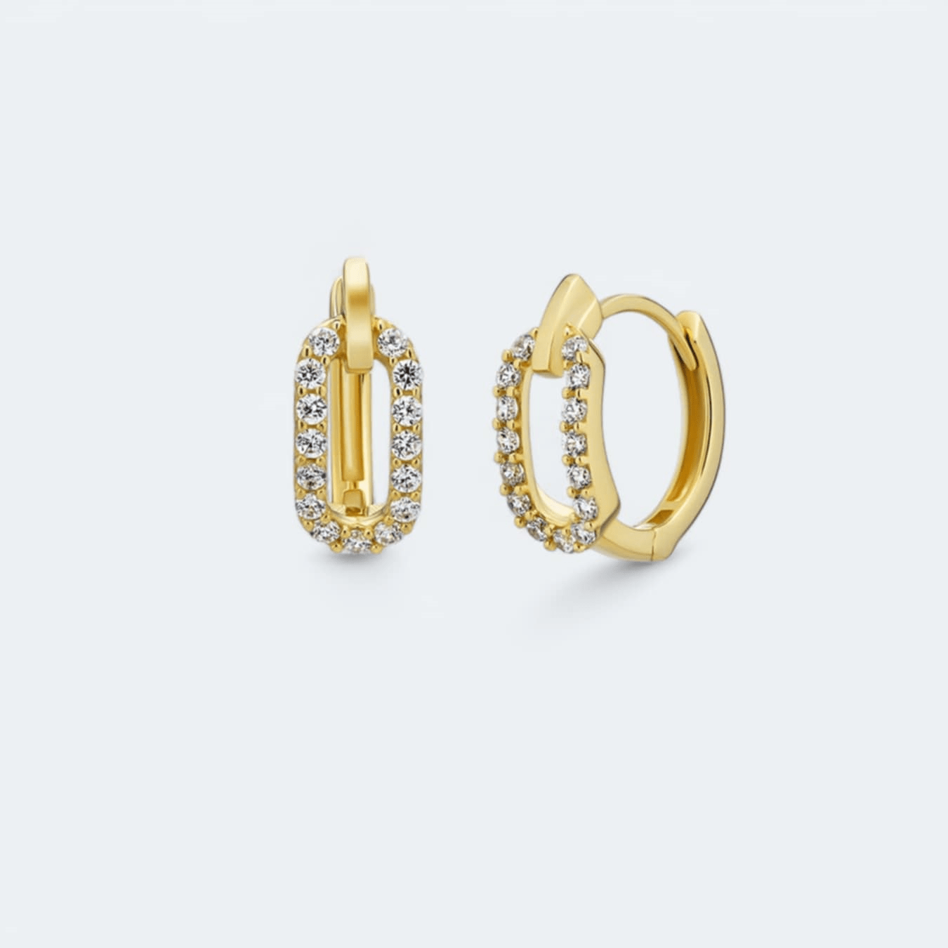 Lumiere Linked Hoops Earrings 14k Solid Gold - LeAurelienne