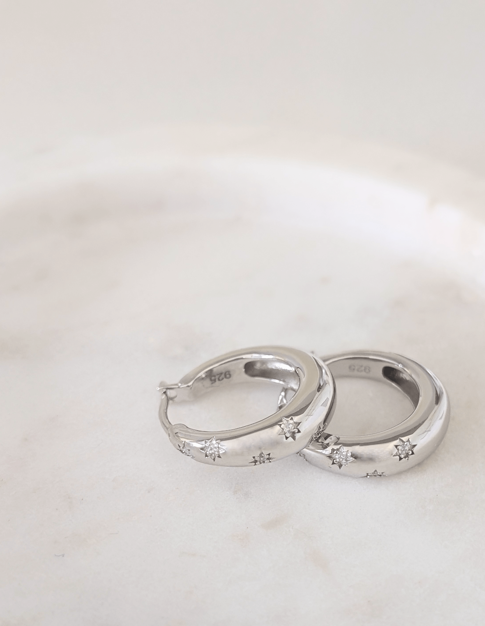 Lune Bloom Mini Stars Hoop Earrings Sterling Silver - LeAurelienne