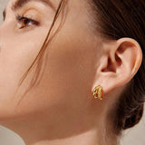 Modern V Twist Huggies 18k Gold Vermeil - LeAurelienne
