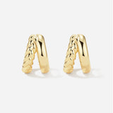 Modern V Twist Huggies 18k Gold Vermeil - LeAurelienne
