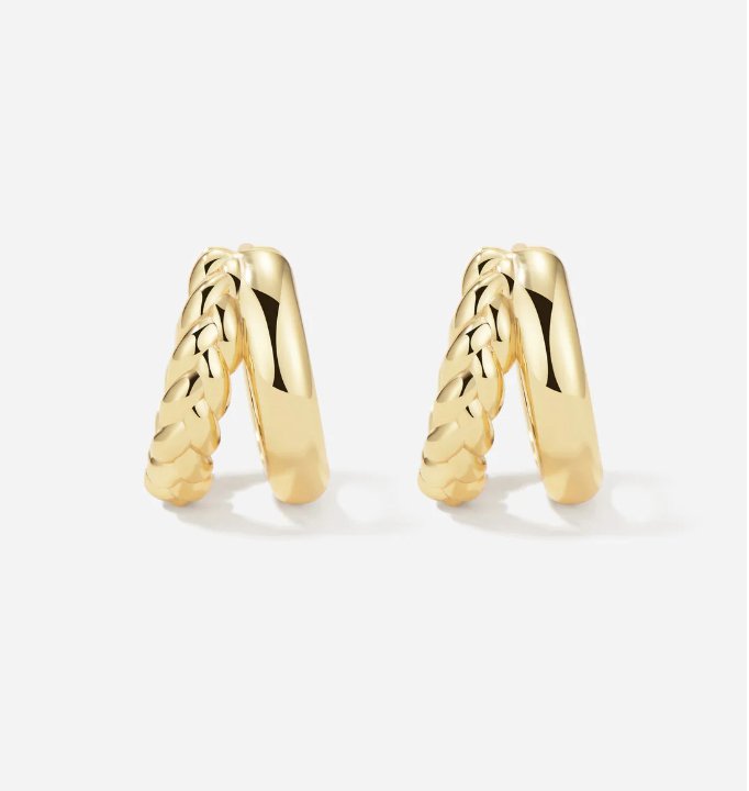 Modern V Twist Huggies 18k Gold Vermeil - LeAurelienne