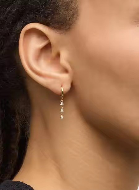 Orbit Triple Bezel Drop Earrings 18k Gold Vermeil - LeAurelienne