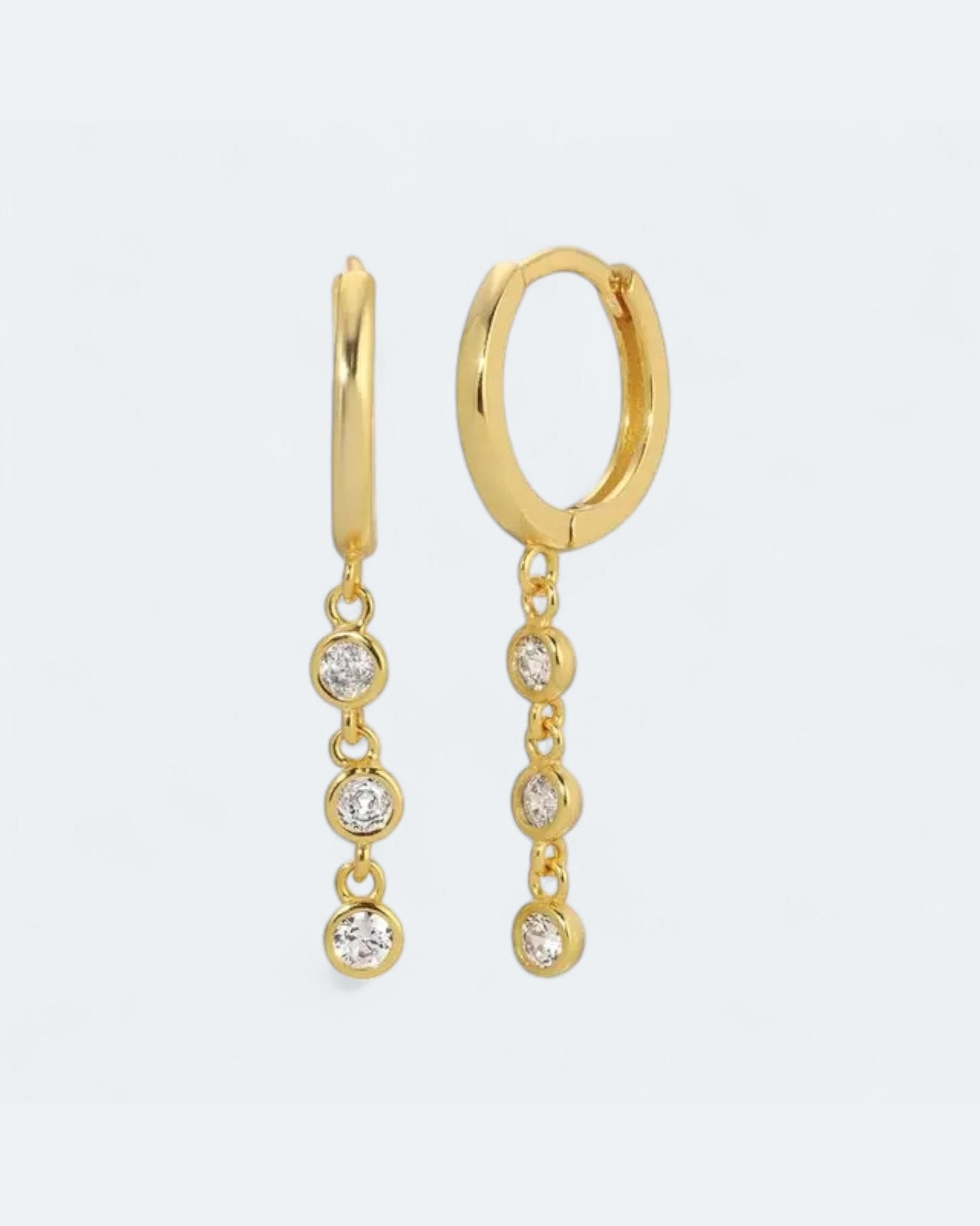 Orbit Triple Bezel Drop Earrings 18k Gold Vermeil - LeAurelienne