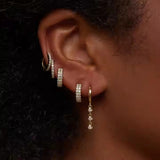 Orbit Triple Bezel Drop Earrings Sterling Silver - LeAurelienne