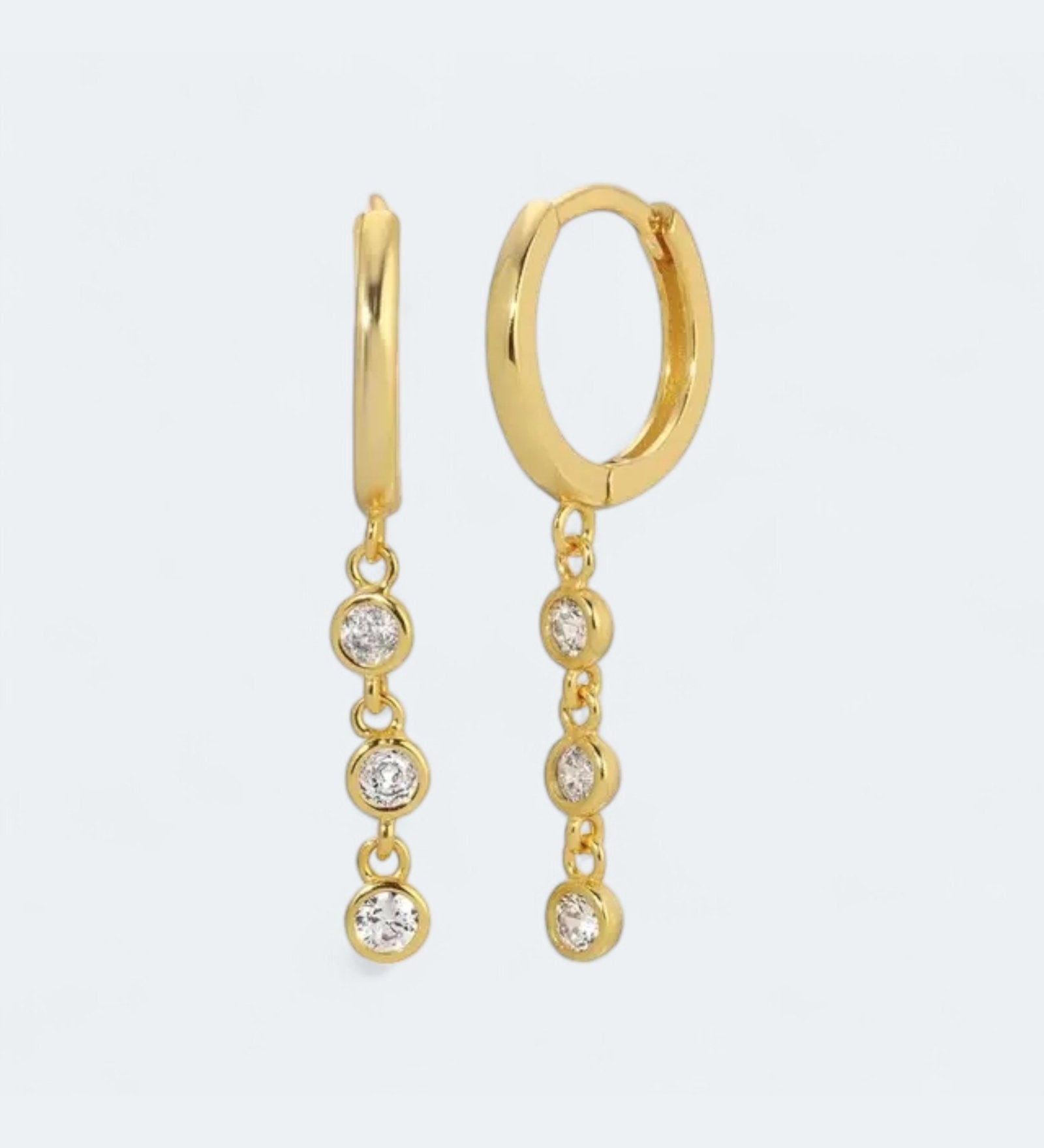 Orbit Triple Bezel Drop Earrings Sterling Silver - LeAurelienne