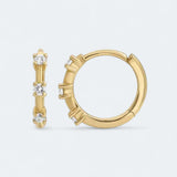 Radiant Tri - Glow Huggies Earrings 18k Gold Vermeil - LeAurelienne