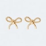 Sweet Playful Twisted Bow Stud Earrings 18k Gold Vermeil - LeAurelienne