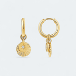 Twilight Textured Two Disc Pendant Hoop Earrings 18k Gold Vermeil - LeAurelienne