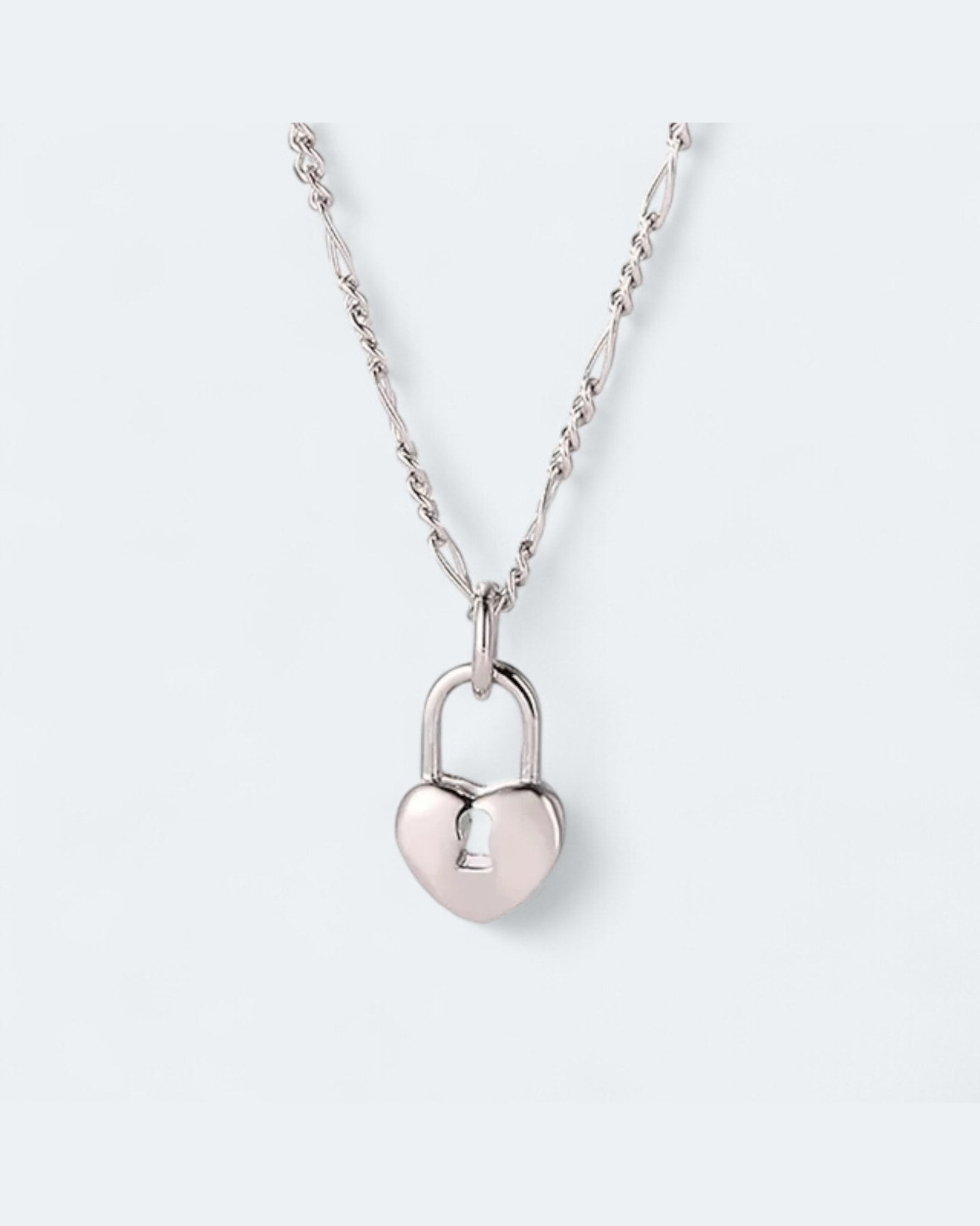 Vibrant Figaro Chain Heart Lock Necklace 18k Gold Vermeil - LeAurelienne