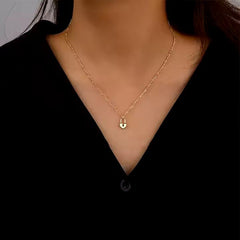Vibrant Figaro Chain Heart Lock Necklace 18k Gold Vermeil - LeAurelienne